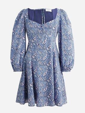 NWOT J. Crew x Liberty Fabric Navy Blue Floral Paisley Mini Dress - Size 20